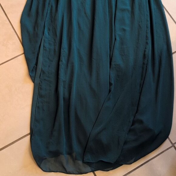 NWOT Dessy Collection Sleeveless Draped Chiffon Maxi Dress Hunter Green Size 12 - Picture 3 of 13